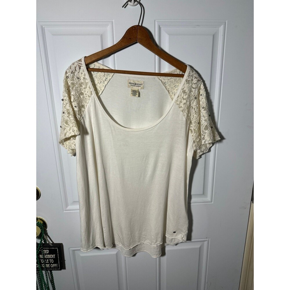 Ralph Lauren Cream Lace Sleeve Blouse